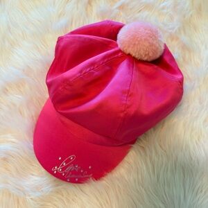 Vintage Victoria Secret Sexy Little Things Pink Satin Hat with Pom Pom